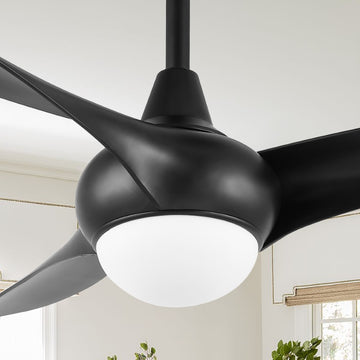 Aviator 52" Coastal Vintage Iron/Plastic Mobile-App/Remote-Controlled 6-Speed Retro Swirl Integrated LED Ceiling Fan - JONATHAN Y